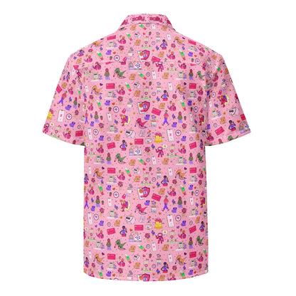 zally® all over pattern with zally logo details on collar Hawaiian style shirt | Unisex button shirt