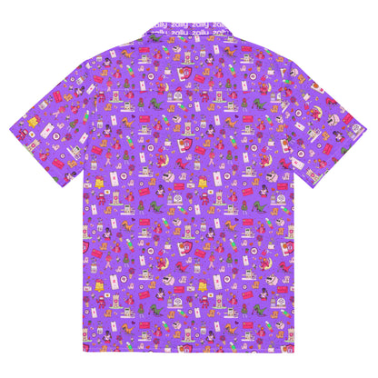 zally® all over pattern with zally logo details on collar Hawaiian style shirt | Unisex button shirt