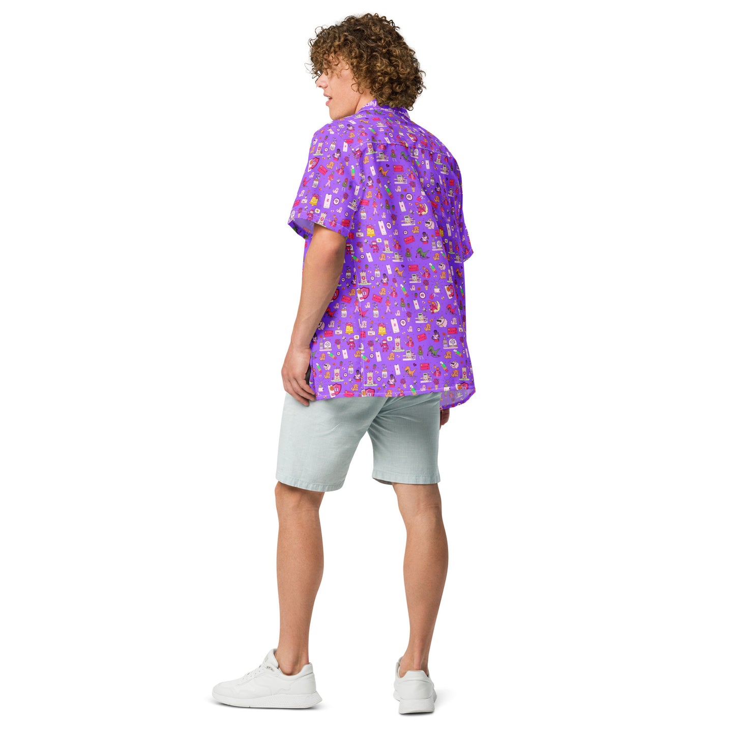 zally® all over pattern with zally logo details on collar Hawaiian style shirt | Unisex button shirt