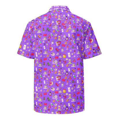 zally® all over pattern with zally logo details on collar Hawaiian style shirt | Unisex button shirt