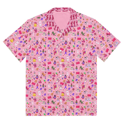 zally® all over pattern with zally logo details on collar Hawaiian style shirt | Unisex button shirt