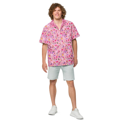 zally® all over pattern with zally logo details on collar Hawaiian style shirt | Unisex button shirt