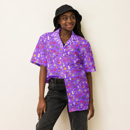 zally® all over pattern with zally logo details on collar Hawaiian style shirt | Unisex button shirt