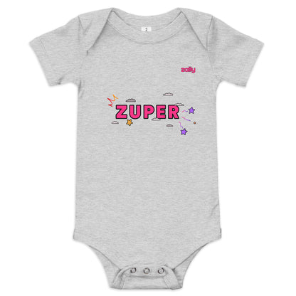 Zuper (front) and Smiley wink (back) | Baby short sleeve one piece