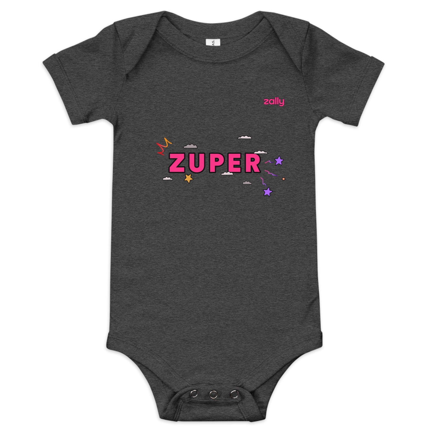 Zuper (front) and Smiley wink (back) | Baby short sleeve one piece