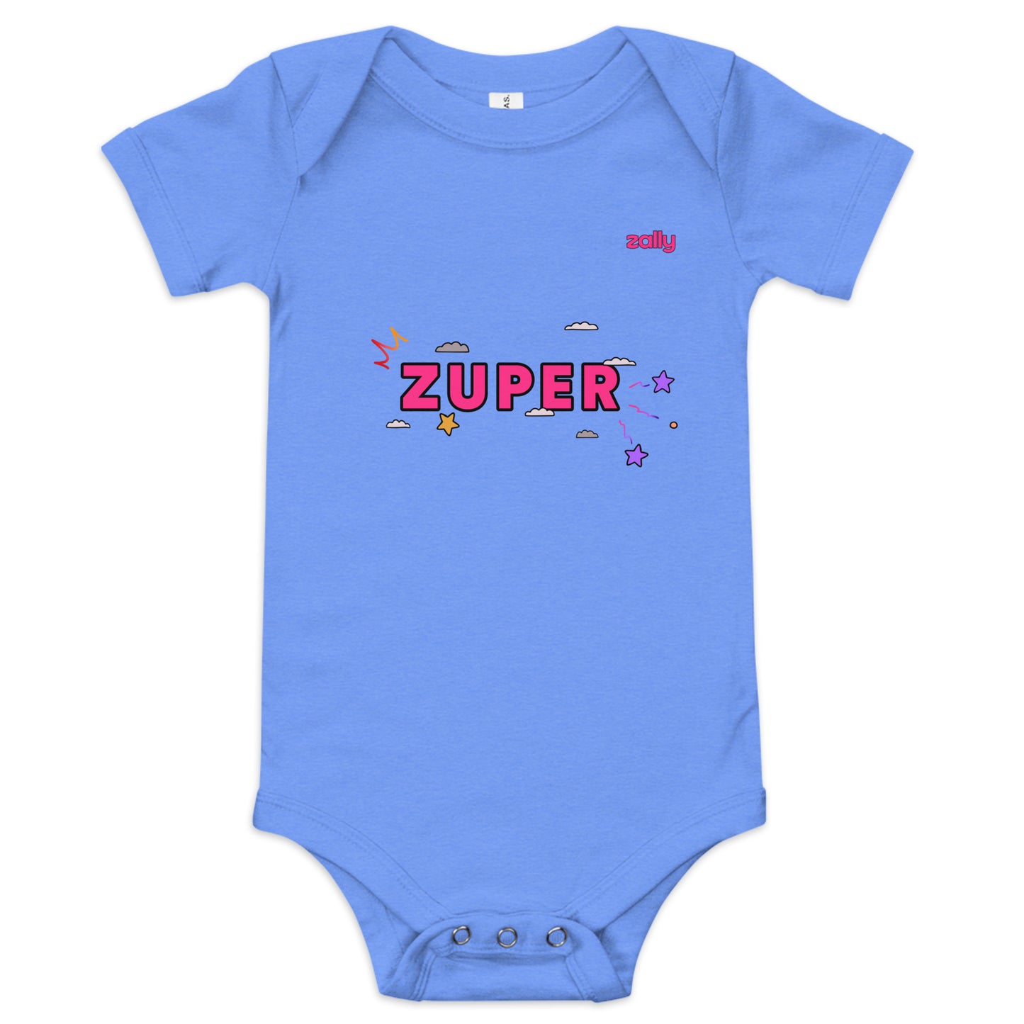 Zuper (front) and Smiley wink (back) | Baby short sleeve one piece