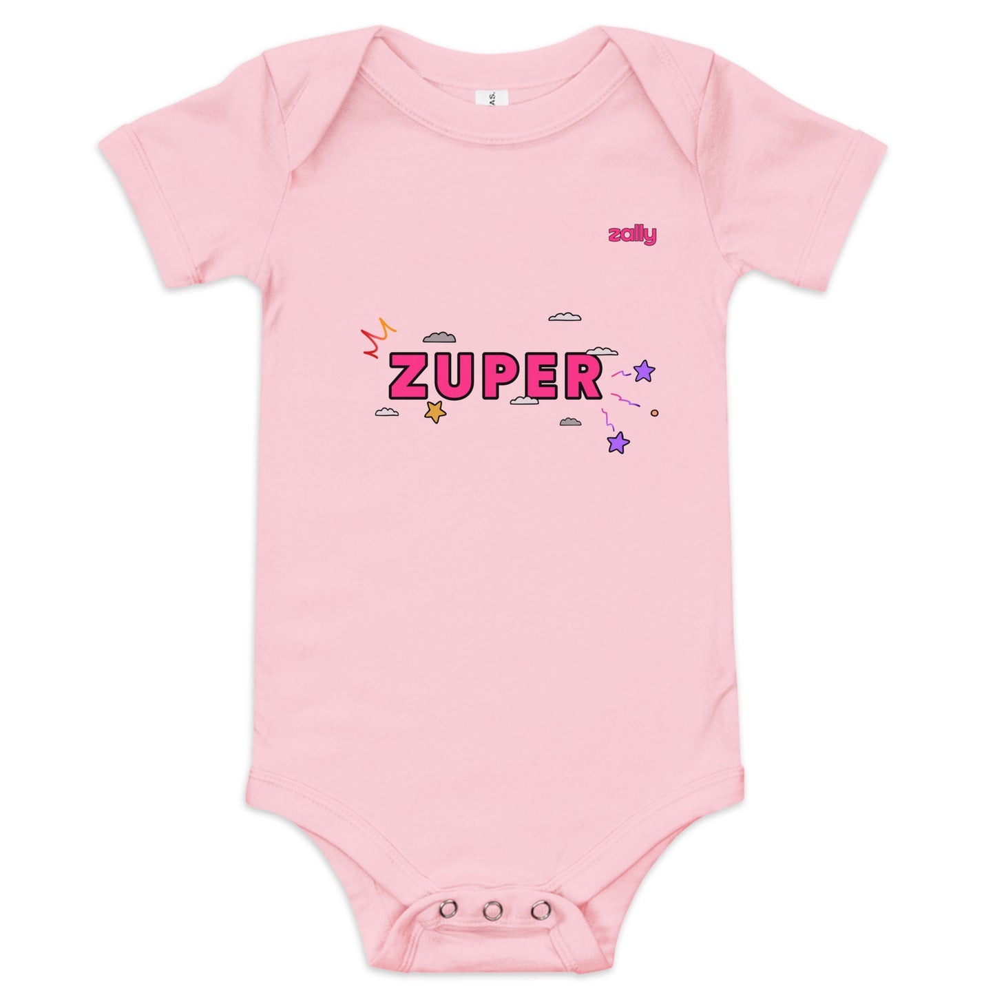 Zuper (front) and Smiley wink (back) | Baby short sleeve one piece