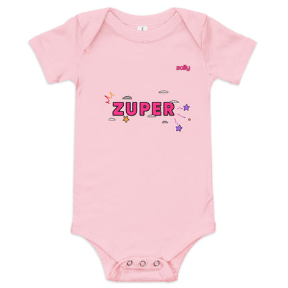 Zuper (front) and Smiley wink (back) | Baby short sleeve one piece