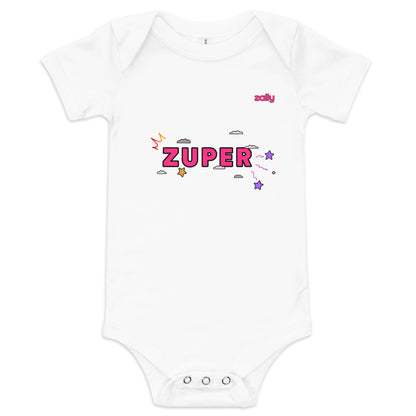 Zuper (front) and Smiley wink (back) | Baby short sleeve one piece