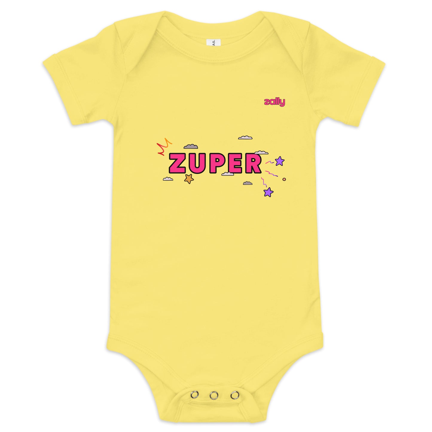 Zuper (front) and Smiley wink (back) | Baby short sleeve one piece