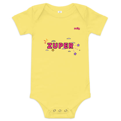 Zuper (front) and Smiley wink (back) | Baby short sleeve one piece