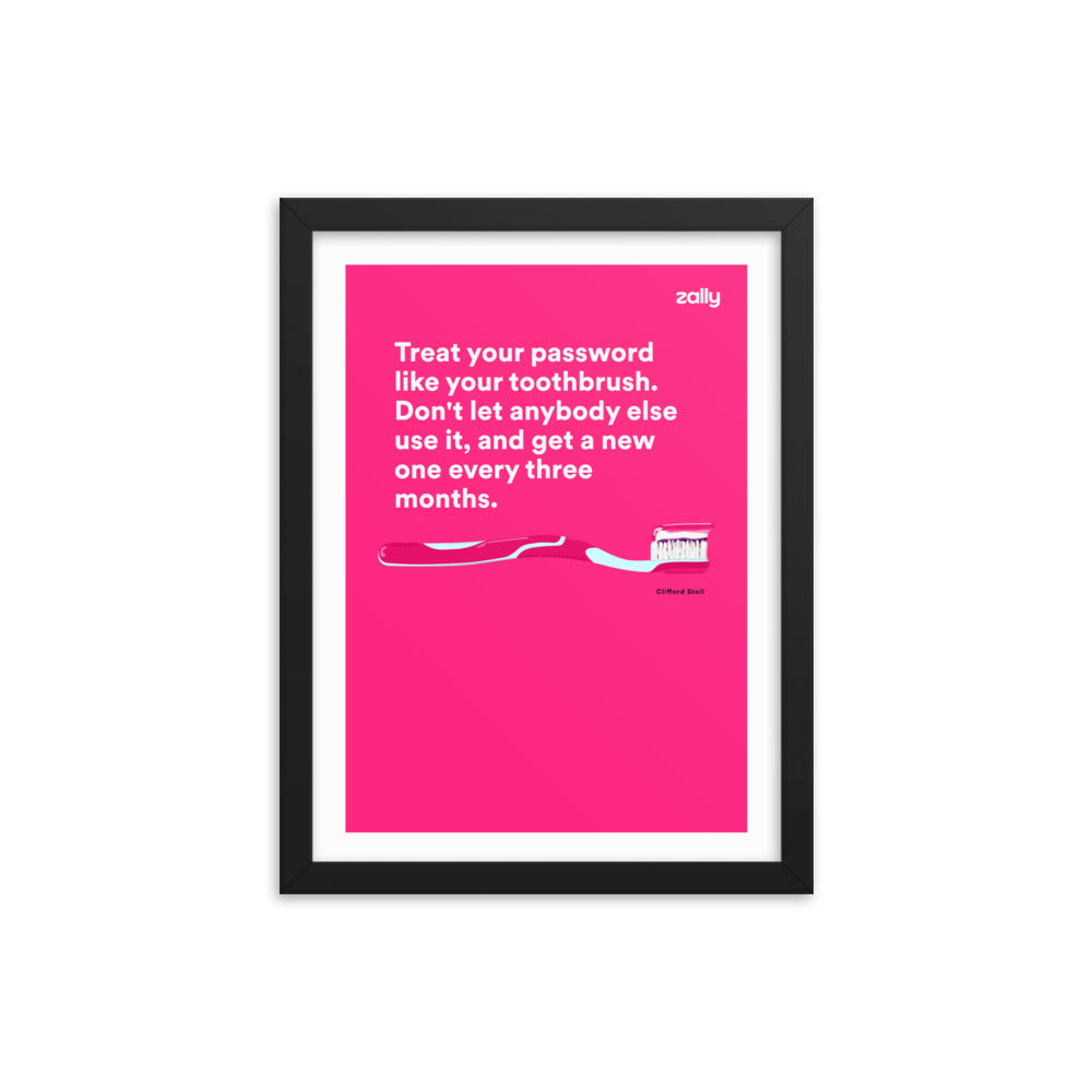 Toothbrush passwords framed poster