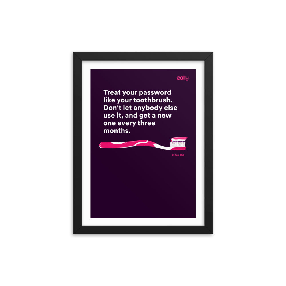 Toothbrush password [Purple] framed poster