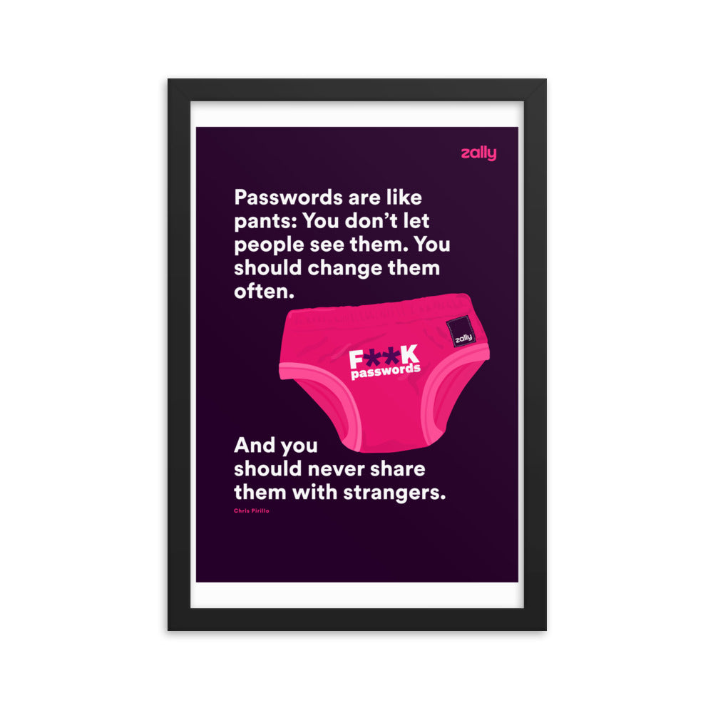 Password pants framed poster