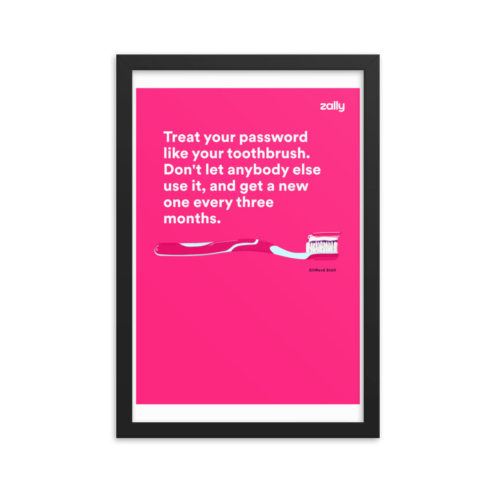 Toothbrush passwords framed poster