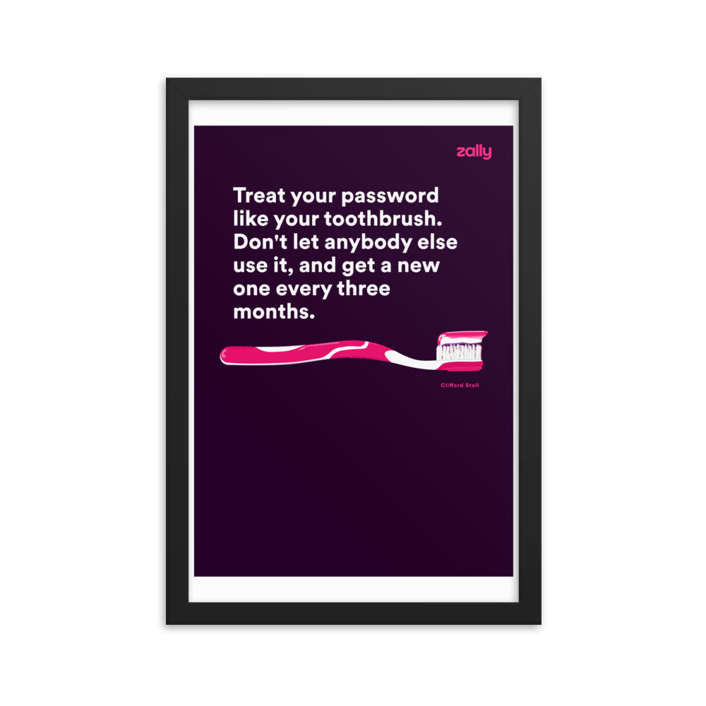 Toothbrush password [Purple] framed poster