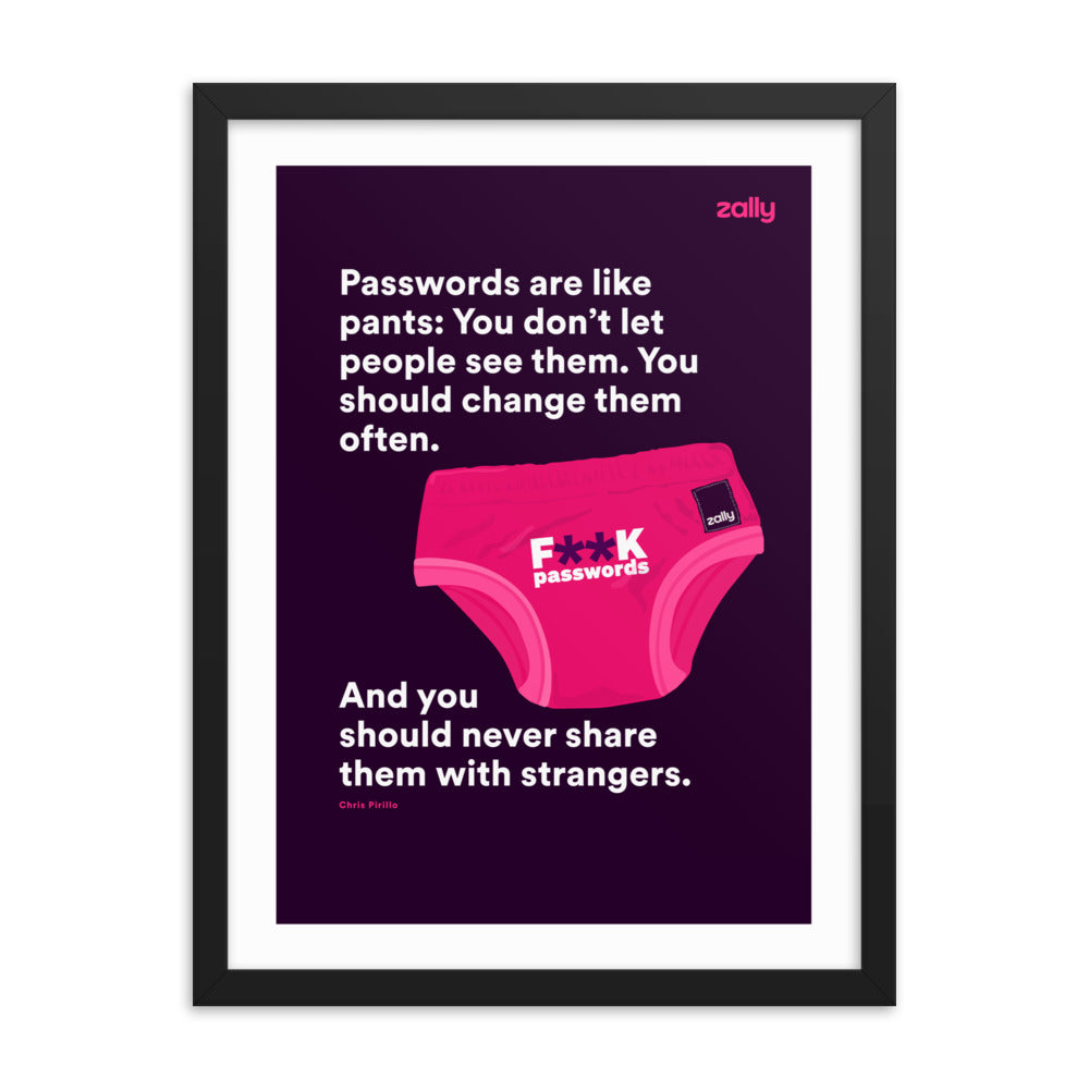 Password pants framed poster