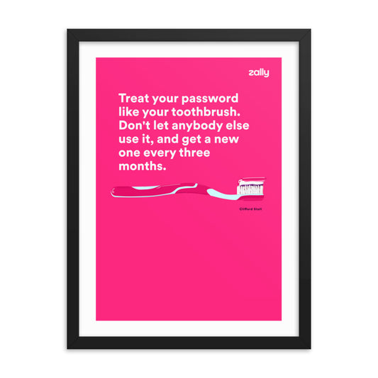 Toothbrush passwords framed poster