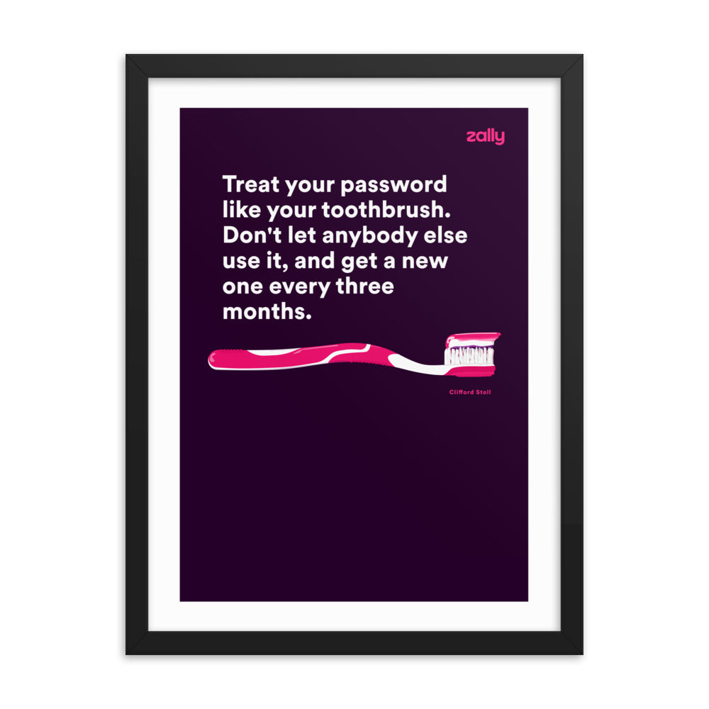 Toothbrush password [Purple] framed poster