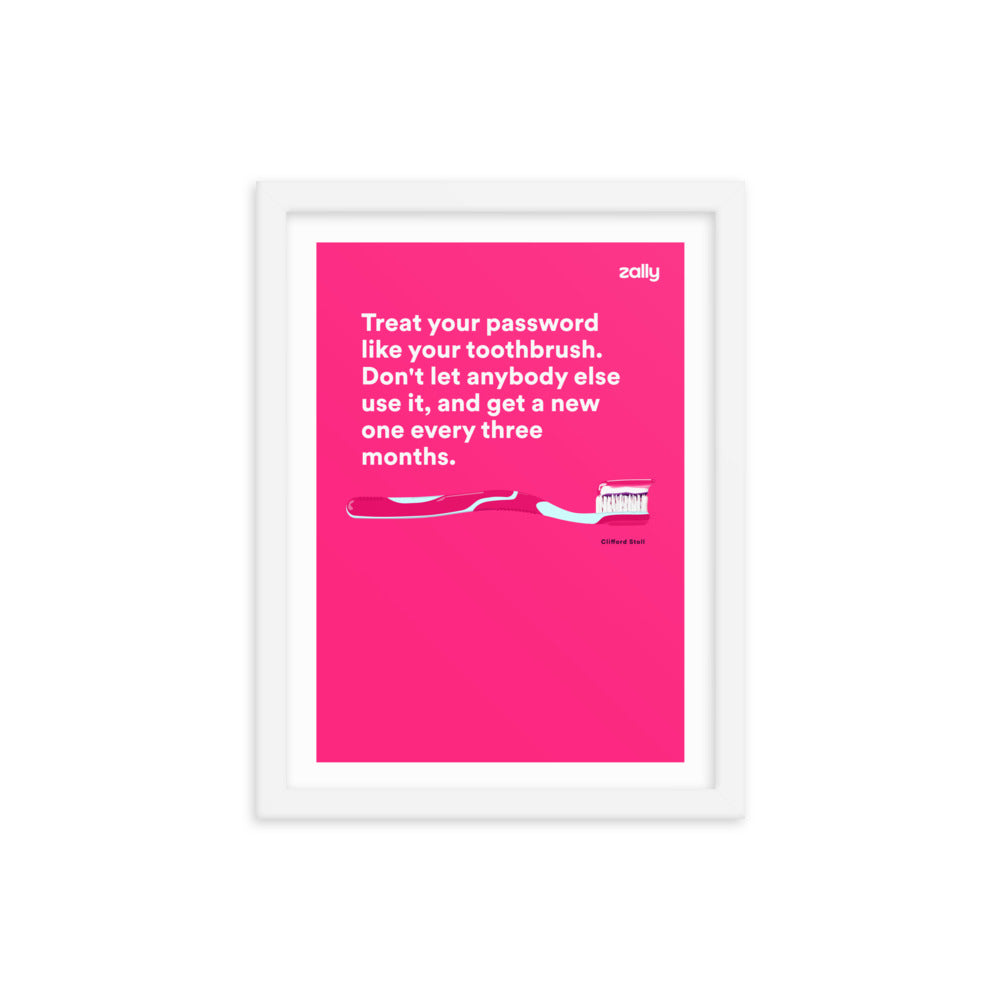 Toothbrush passwords framed poster