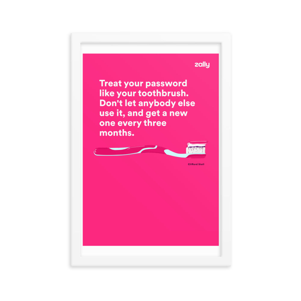 Toothbrush passwords framed poster