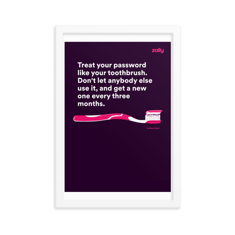 Toothbrush password [Purple] framed poster