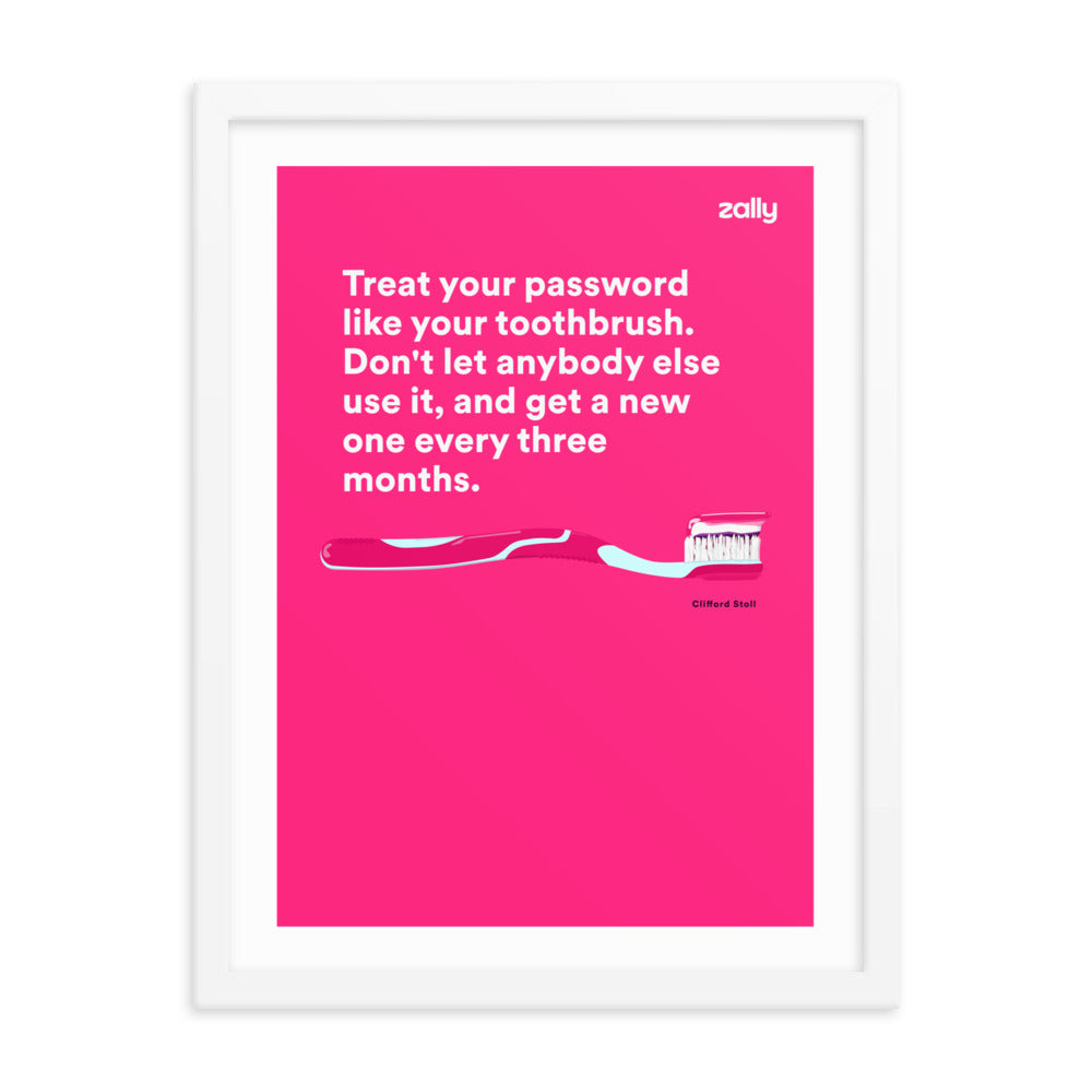 Toothbrush passwords framed poster