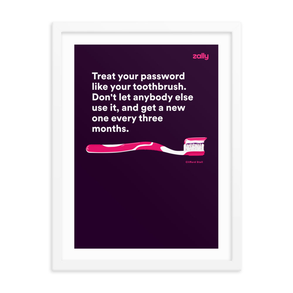 Toothbrush password [Purple] framed poster