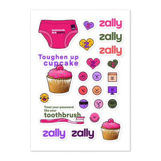 Zally slogans and z-mojis ticker sheet