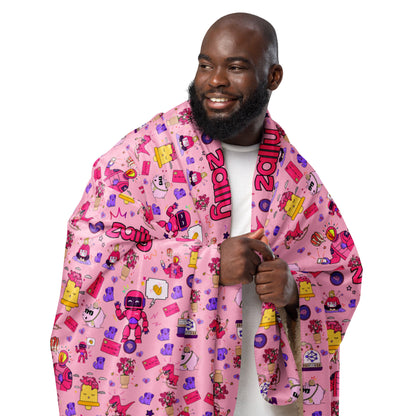 Zally pattern baby pink all over print | Sherpa blanket