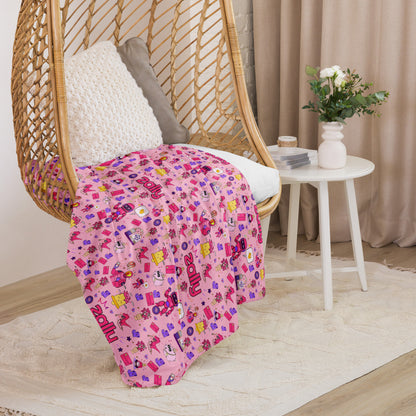 Zally pattern baby pink all over print | Sherpa blanket