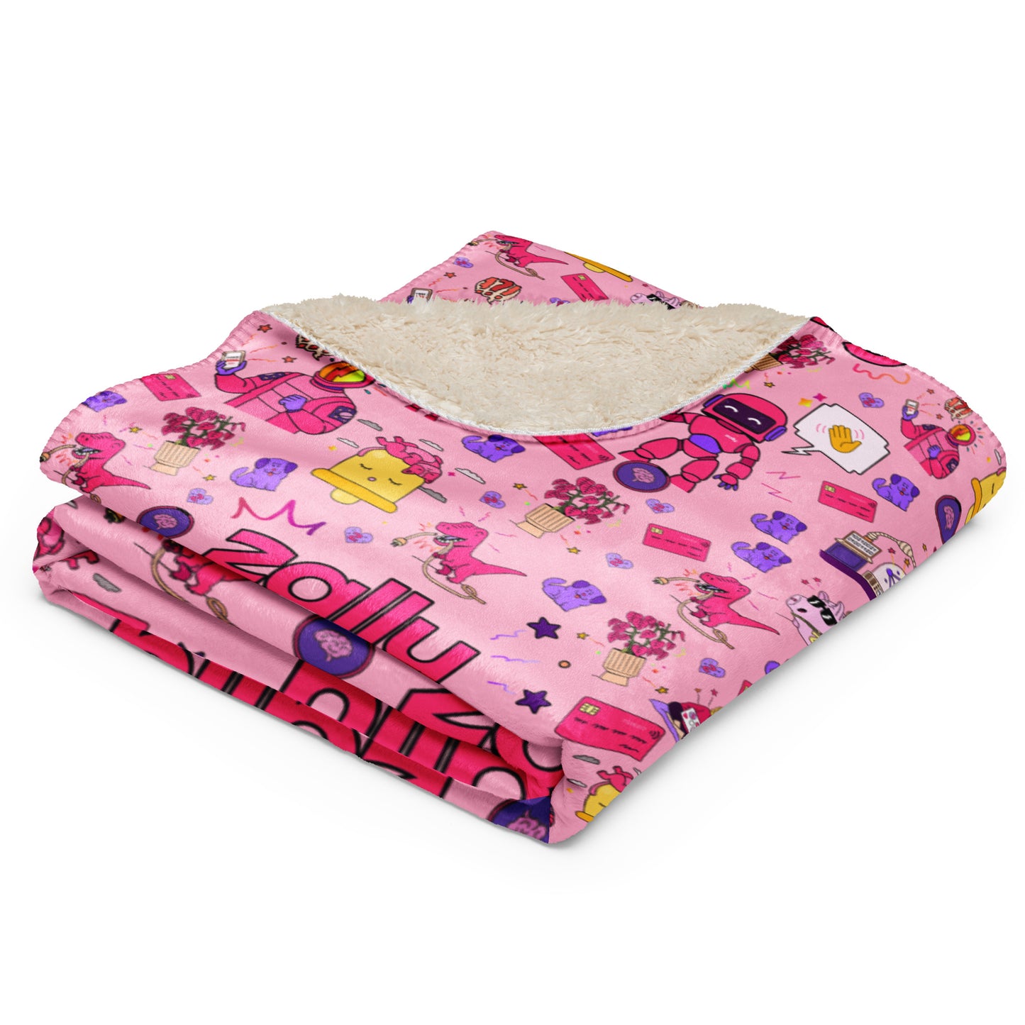 Zally pattern all over print baby pink | Sherpa blanket