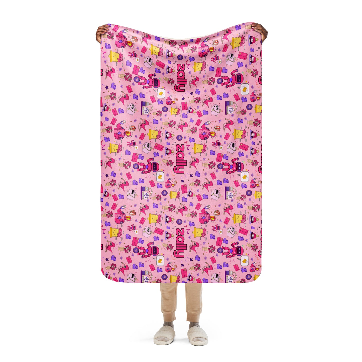 Zally pattern all over print baby pink | Sherpa blanket