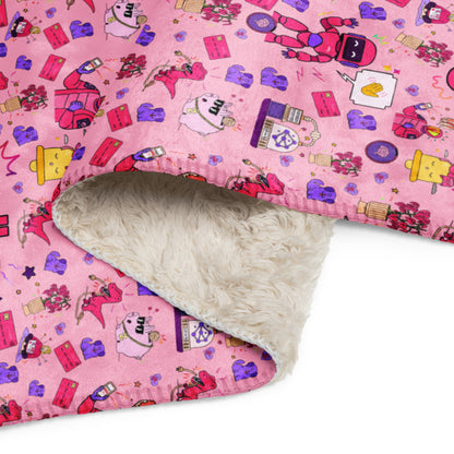 Zally pattern baby pink all over print | Sherpa blanket