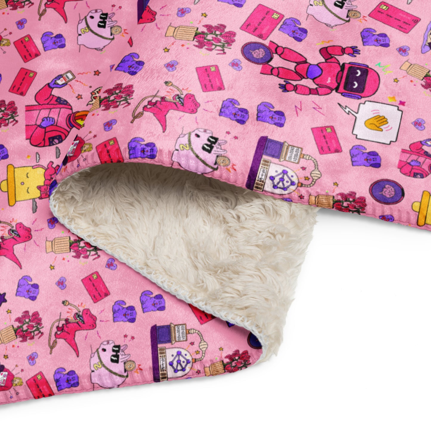 Zally pattern all over print baby pink | Sherpa blanket