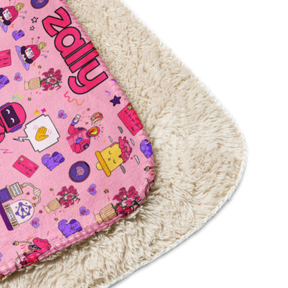 Zally pattern baby pink all over print | Sherpa blanket