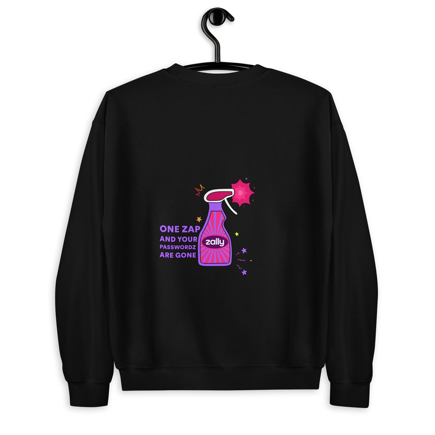 Zally motion logo front and zap and your passwords are gone back | Unisex Sweatshirt