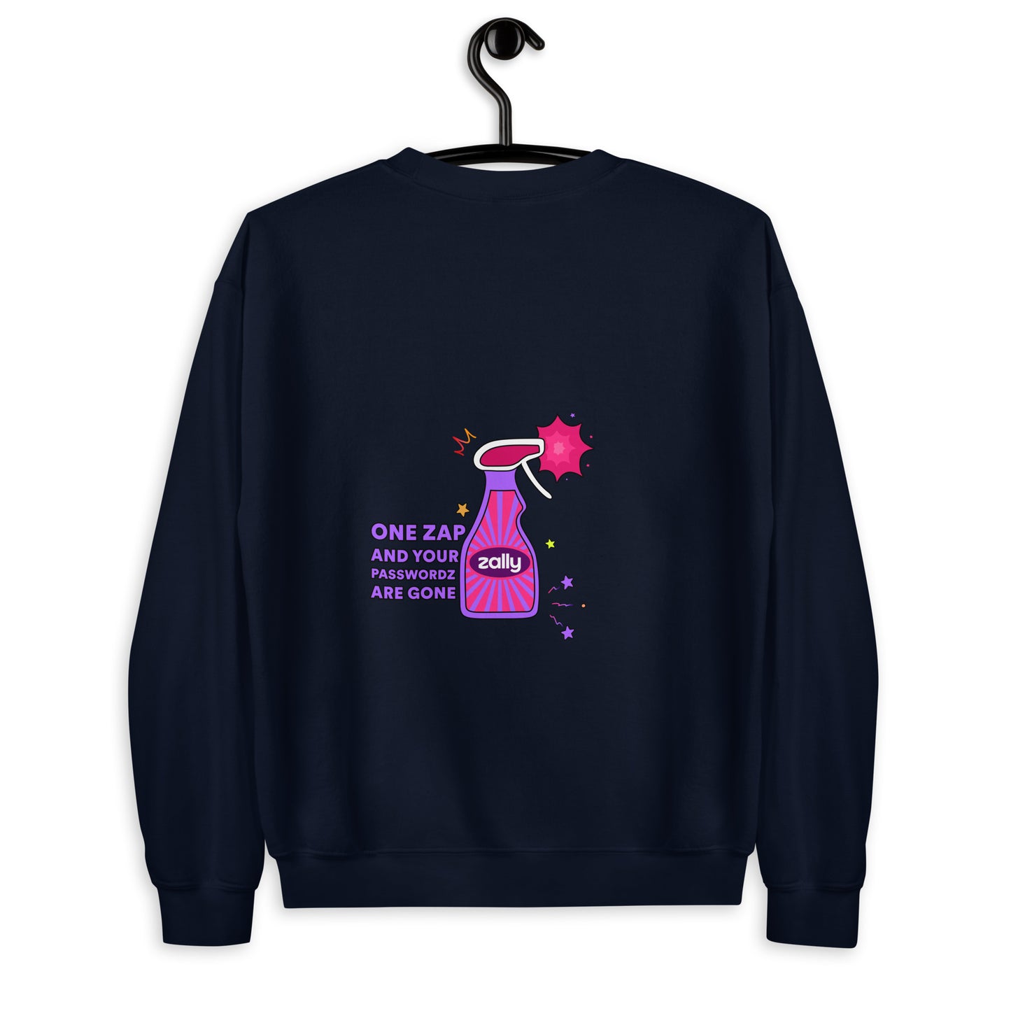 Zally motion logo front and zap and your passwords are gone back | Unisex Sweatshirt