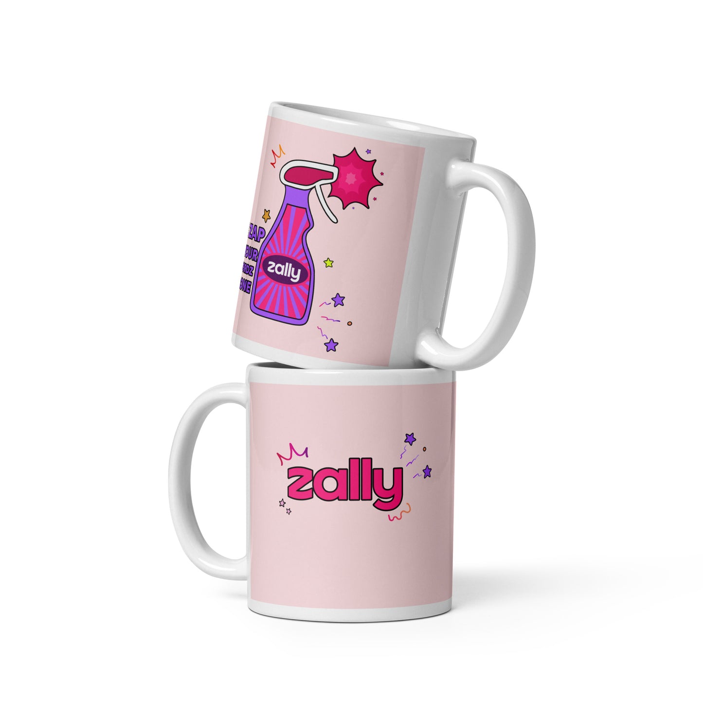 Zap and your passwords are gone Zally motion logo | White glossy mug