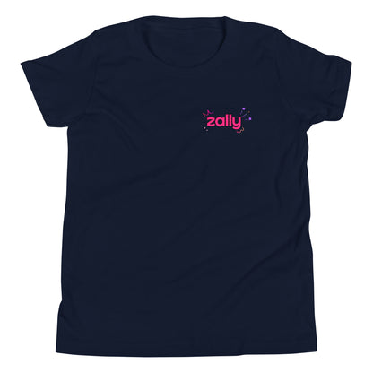 Zally motion logo and back pattern | Youth Short Sleeve T-Shirt